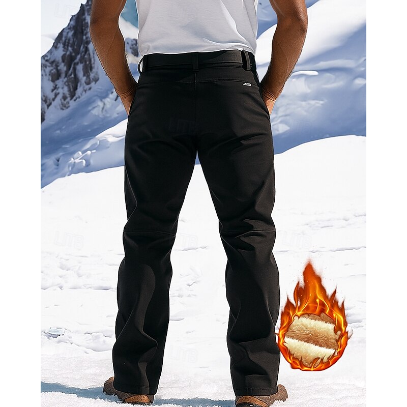 Men's Hiking Pants Trousers Waterproof Hiking Pants Fleece Pants Winter Outdoor Regular Fit Waterproof Windproof Warm Pants / Trousers Pocket Black White Camping / Hiking Hunting Climbing S M L2