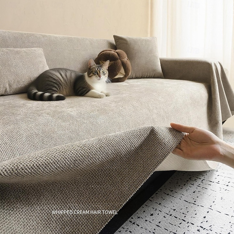 Waterproof Sofa Cover, Cat Scratch Resistant Couch Throw Blanket, Non-Slip Sofa Protector for All Seasons, Washable Furniture Cover for Living Room Pet Friendly