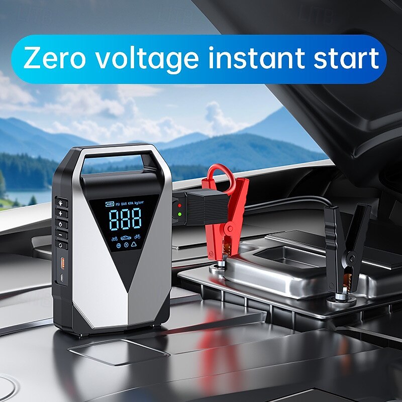 Car Jump Starter All-in-one Inflatable Pump 8000mah Portable Charger Auto Starting Device Emergency Car Battery Starter