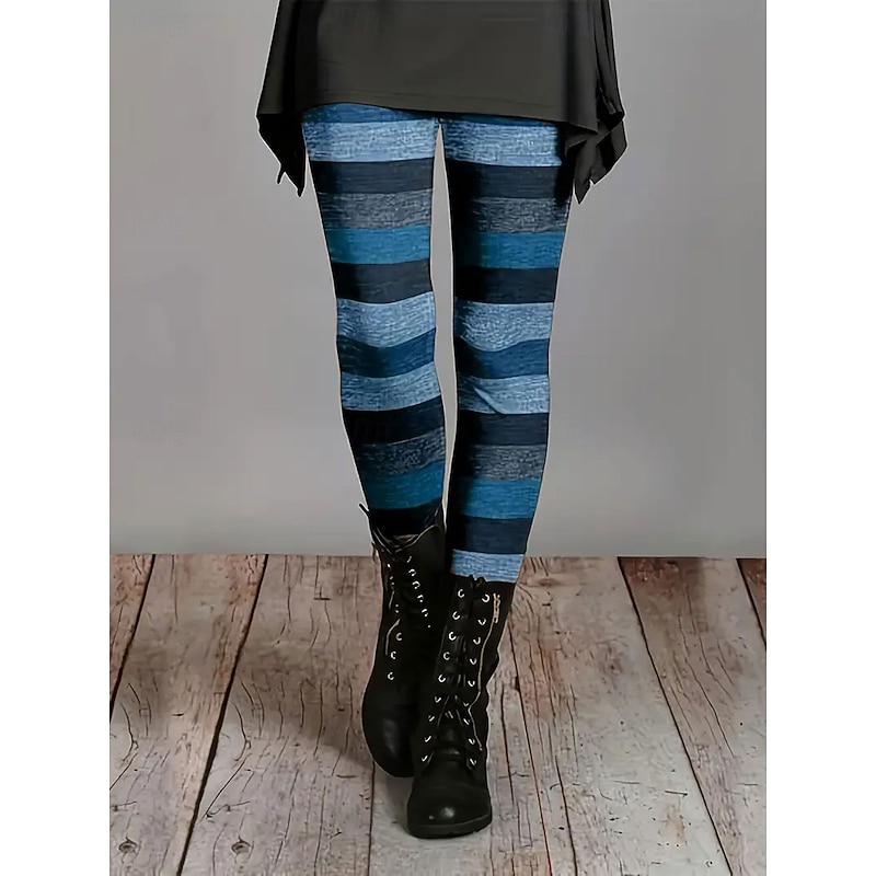 Women's Leggings Vacation Vintage Fashion Full Length High Waist Graphic Color Block Printing Thermal Warm Soft Breathable Stretchy Formal Outdoor Vacation Camel Blue Green Amethyst Spring Fall Winter2