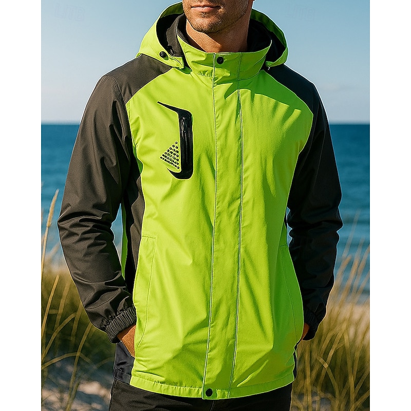 Men's Windbreaker Softshell Jacket Hiking Jacket Outdoor Waterproof Windproof Hiking Outfits Hiking Clothes Spring Winter Autumn / Fall Top Fishing Camping / Hiking / Caving Running Patchwork Yellow