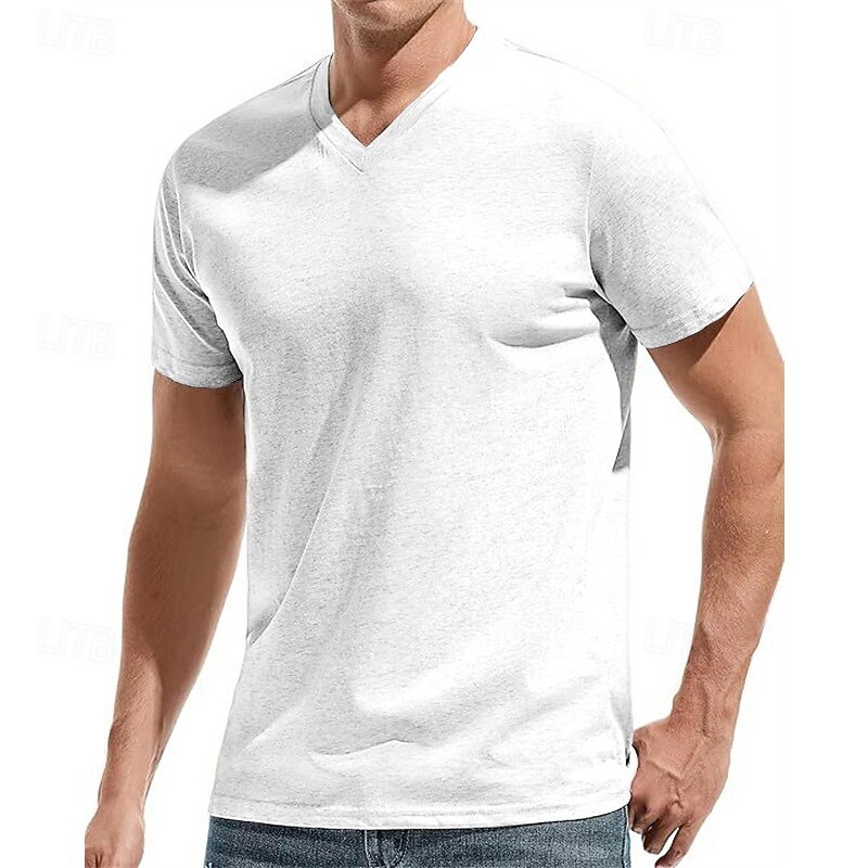 Men's T Shirt Tee Short Sleeve Shirt Tee Top Short Sleeve V Neck Summer Plain Fashion Designer Basic Classic Vacation Street Going out Black White Red Top Tee for Men3