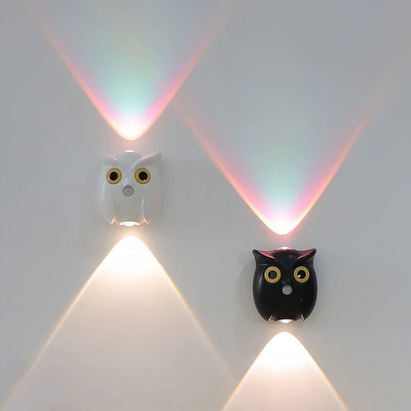 Owl Smart Night Light USB Rechargeable Motion Sensing Mural Spotlight for Bedroom Hallway Staircase Staircase Decoration Christmas Gift