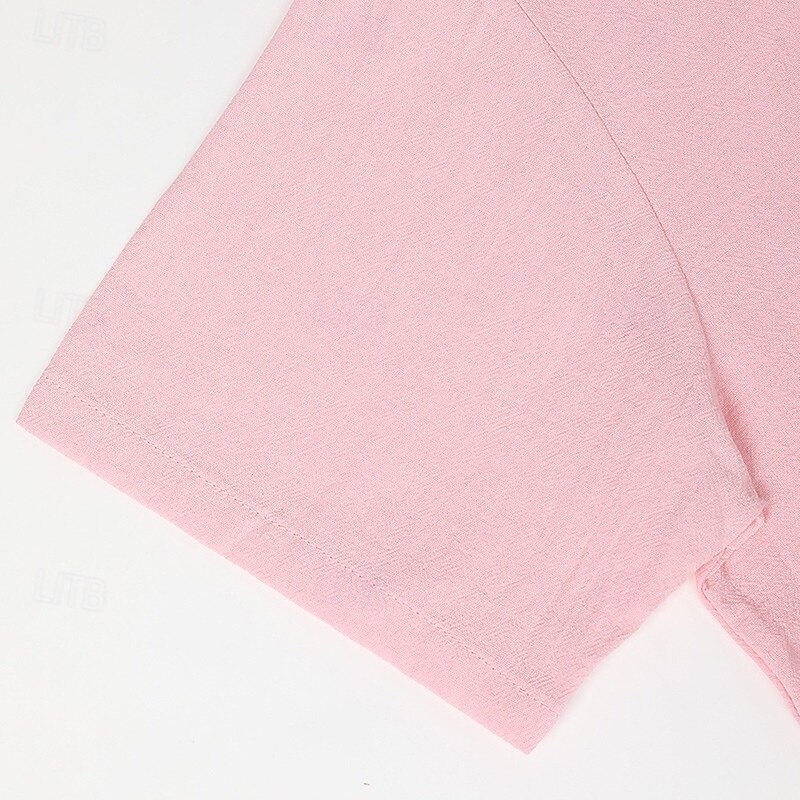 Men's Linen Shirt Casual Shirt Cotton Linen Shirt Button Up Shirt Pattern Vacation Street Black White Light Green Pink Short Sleeve Lapel Summer Clothing Apparel Button-Down4