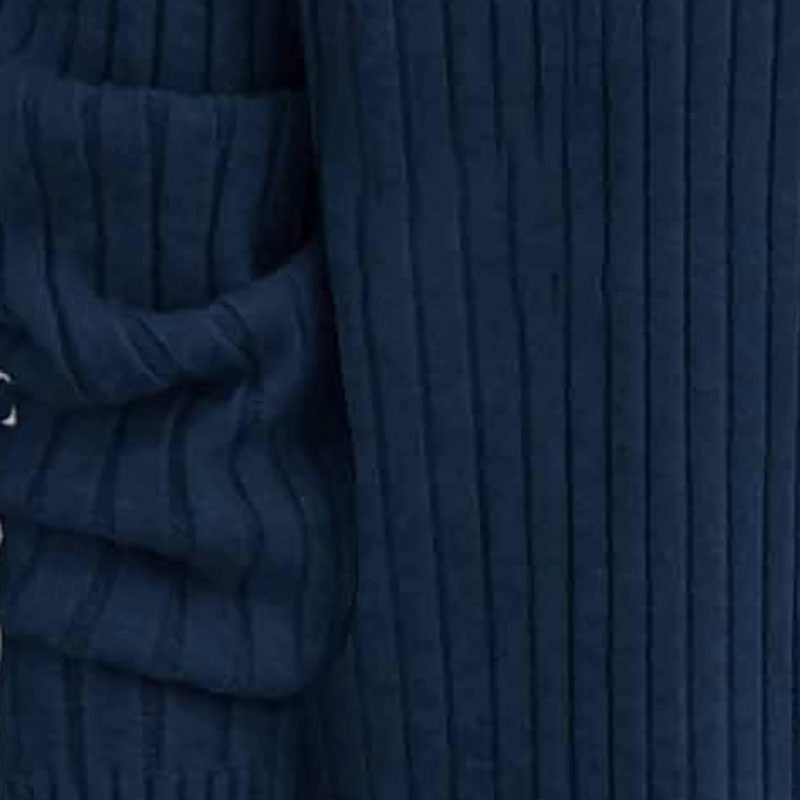 Women's Sweater Cardigan Streetwear Casual Solid Color Stand Collar Zipper Knitted Long Sleeve Regular Tops Knit Daily Holiday Going out Dark Blue Fall Winter2