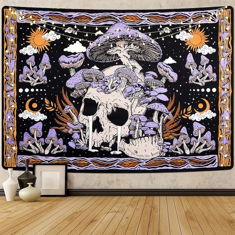 Tapestry Banners Blanket Skeleton Mushroom Hippie 3D Psychedelic Bedroom Living Room Dorm Teens Room College Dorm Wall Porch Home Decor