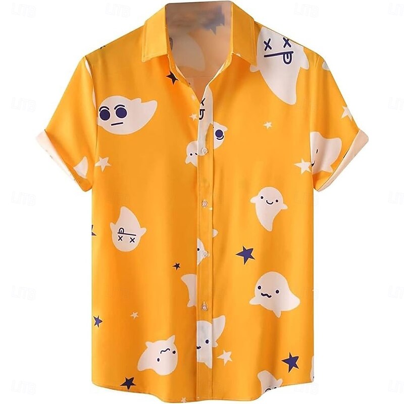 Halloween Skeleton Skull Ghost Hawaiian Shirts Aloha Shirt Button Down Shirt Print For Men's Adults' Halloween Carnival Masquerade 3D Print Party Halloween