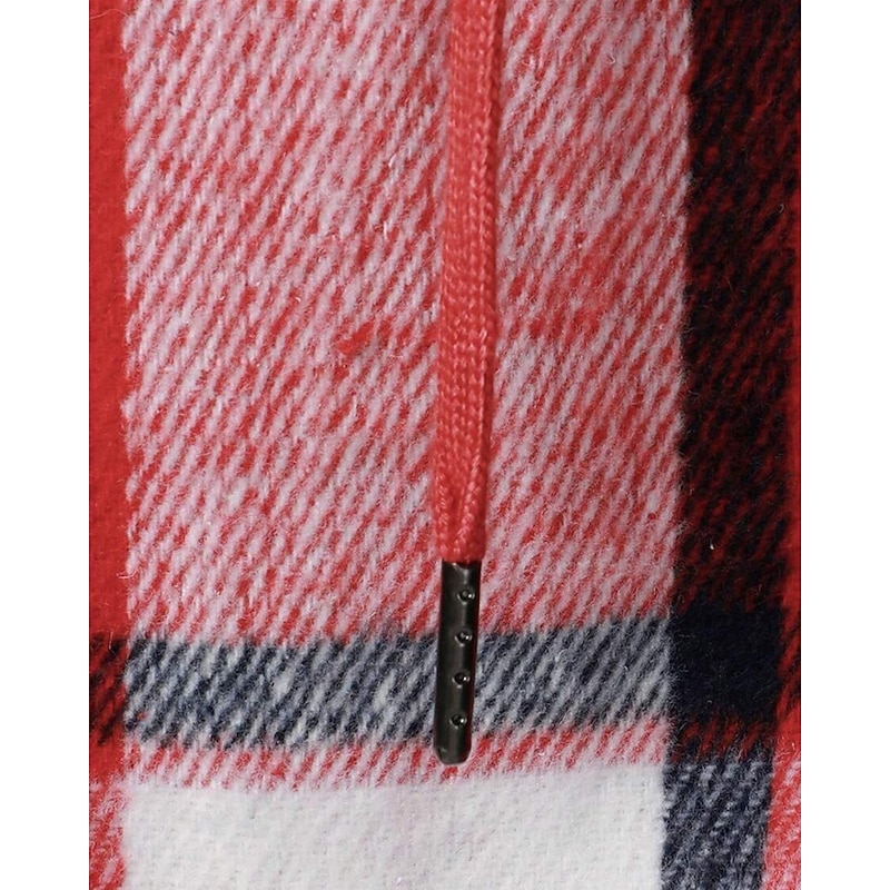 Men's Shirt Jacket Casual Jacket Hoodied Jacket Shacket Vacation Daily Breathable Pocket Spring Fall Plaid Fashion Classic Hooded Regular Black Red Orange Green Khaki Jacket4