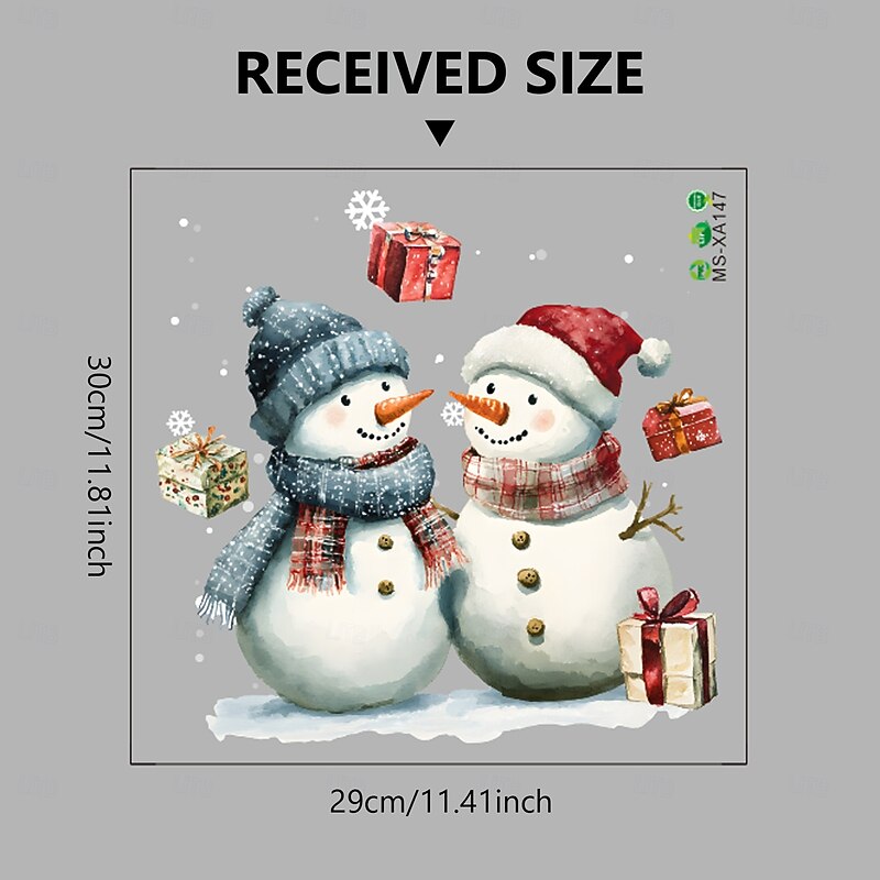 Christmas Sticker Static Cling UV Snowman Gift Removable Vinyl Mural Holiday Atmosphere Glass Window Door Self Adhesive Decoration For Christmas Festival Home Party Background3