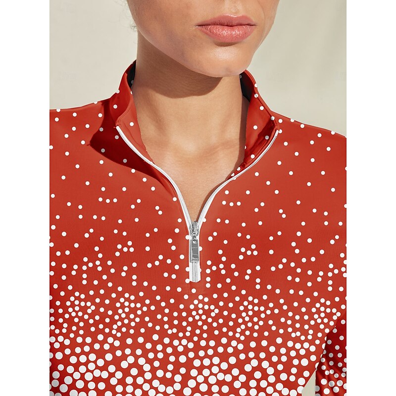 Women's Golf Polo Shirt Red Long Sleeve Top Ladies Golf Attire Clothes Outfits Wear Apparel3