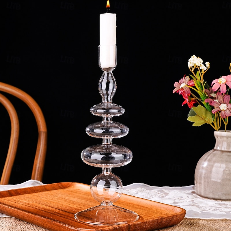 Glass Candlestick Home Decoration Made of Colored Transparent Glass Suitable for Home Wedding Party and Other Table Decoration4