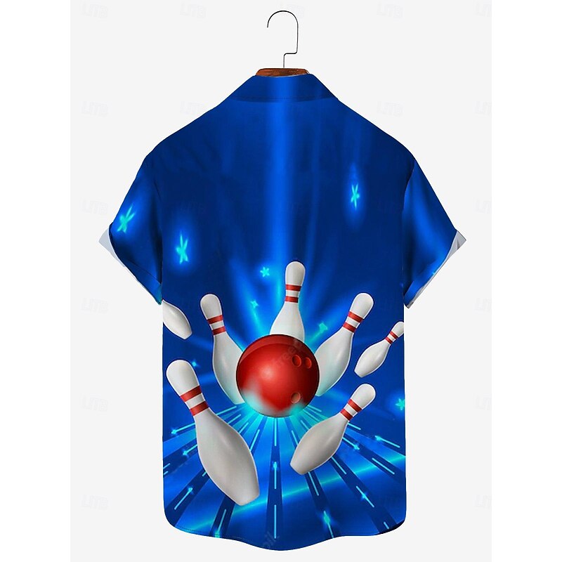 Men's Bowling Ball Shirt Button Up Shirt Short Sleeve Designer Casual Soft Outdoor Daily Holiday Summer Spring Turndown Print Button-Down White + Green Black Yellow Red Blue3