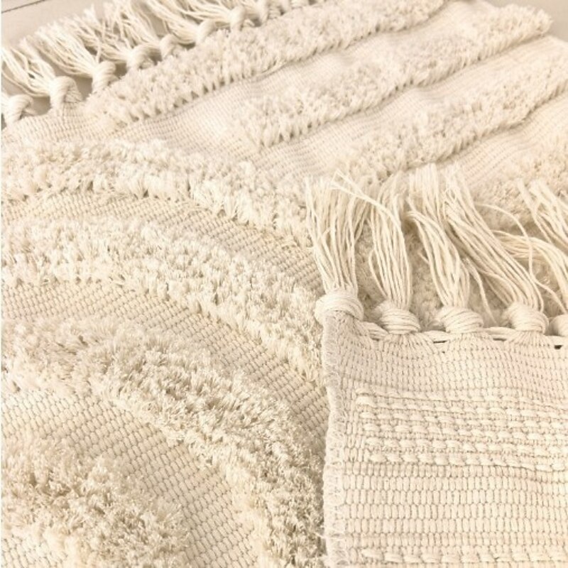 Minimalist Solid Color Woven Rug Thick Tufted Tassel Floor Mat Soft Washable Durable Carpet For Living Room Bedroom Home Decoration Cozy Area Rug3