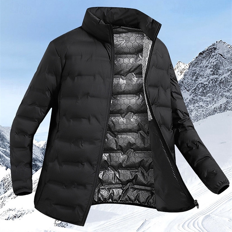Men's Winter Jacket Down Jacket Puffer Jacket Padded Jacket Pocket Gray Duck Down Vacation Daily Wear Date Regular Fashion Casual Comfortable Thermal Warm Fall Winter Solid / Plain Color Black Blue