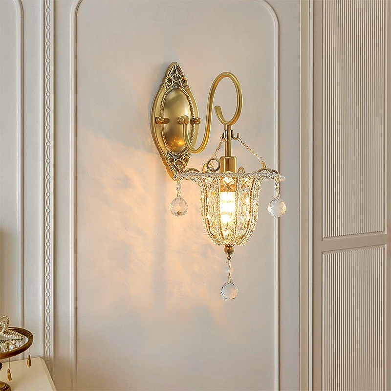 Crystal Indoor Wall Lights Brass LED Nordic Style Living Room Shops Cafes Steel Wall Light 110-240V3