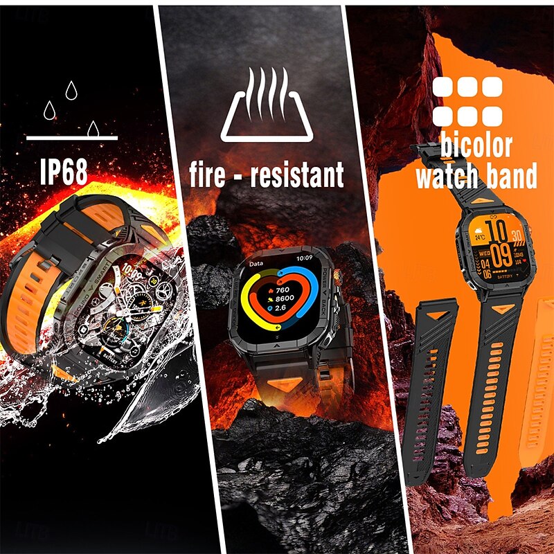 K70A Smart Watch Men 2.13 AMOLED HD Display Outdoor Bluetooth Call Compass Sports Fitness Tracker 480mAh Battery Smartwatch4