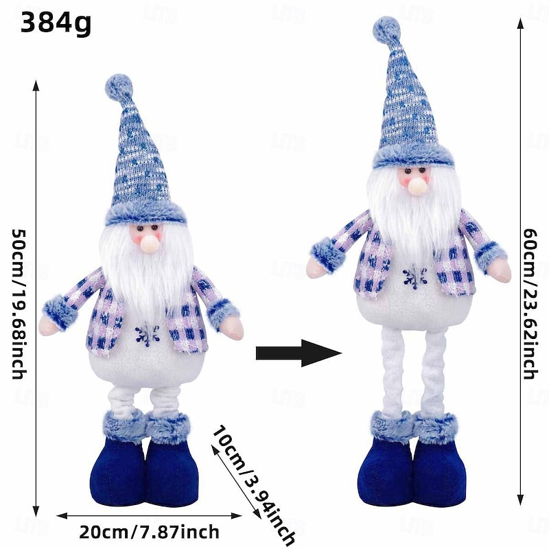 Christmas Plush Doll Decoration Blue Santa Claus, Reindeer, Christmas Tree and Snowman Decorations, Creative Plush Stretchable Dolls, Holiday Hanging Ornaments, Festive Christmas Tree Accessories3