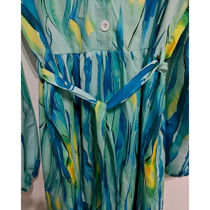 Women's Midi Dress Casual Dress Print Dress Elegant Fashion Modern Outdoor Daily Going out Regular Fit Graphic Long Sleeve V Neck Blue Spring Autumn4