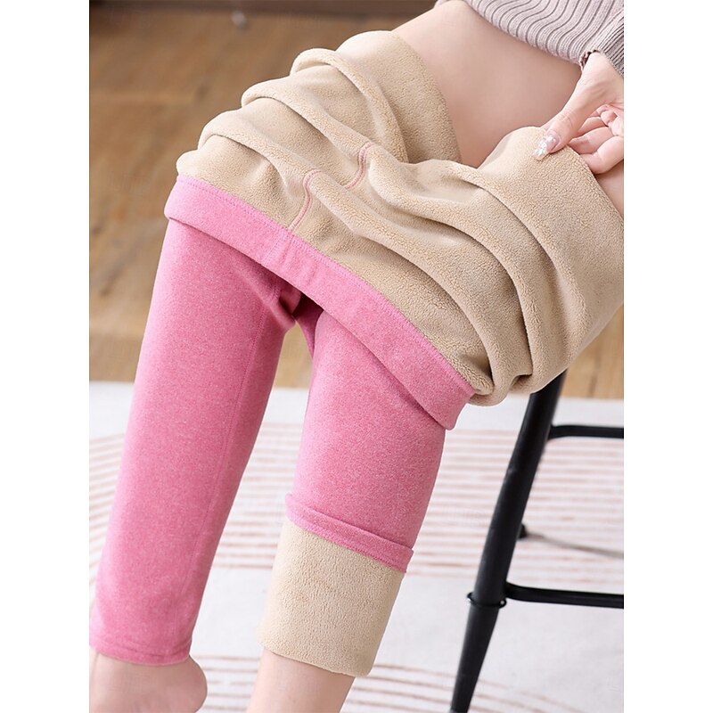 Women's Fleece Pants Leggings Fashion Streetwear Basic Ankle-Length High Waist Plain High Cut Comfy Soft Comfortable Stretchy Home Daily Black Fuchsia Camel Purple Spring Fall Winter Slim Fit - Main Image