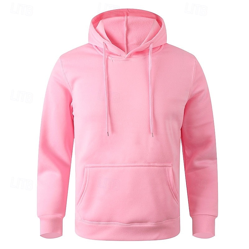 Men's Hoodie Pullover Hoodie Sweatshirt Fleece Hoodie Black White Yellow Pink Army Green Hooded Plain Pocket Kangaroo Pocket Sports & Outdoor Casual Daily Polyester Streetwear Cool Sportswear Spring4