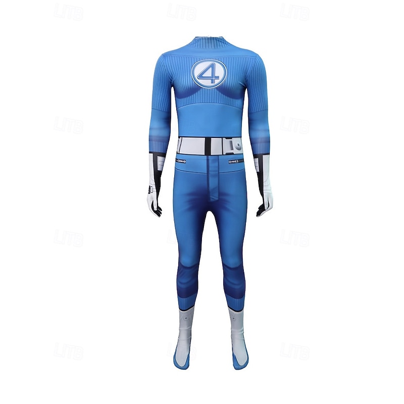 The Fantastic Four: Superhero Mister Fantastic Group Costume Jumpsuit Bodysuits Carnival Costume Dress Up Movie Cosplay for Boys Girls' Kid's Halloween Carnival Performance Party Comic Con4