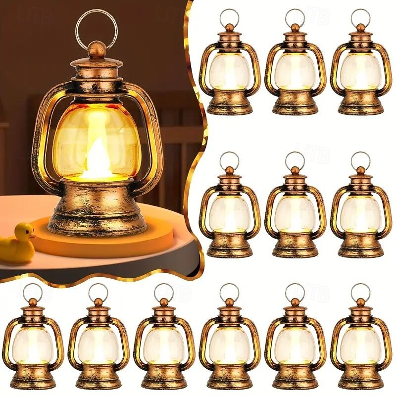 6/12/24PCS Christmas Portable Pony Lantern Retro LED Candle Light Oil Lamp Halloween Home Decoration Wedding Party Holiday Indoor Outdoor Atmosphere Decoration2