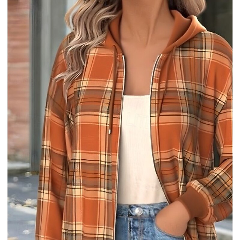 Women's 3D Print Zip Up Hoodies Floral Punk Active Vintage Long Sleeve Hooded Regular Tops Home Dailywear Casual Patchwork Dark Pink Fall Winter2