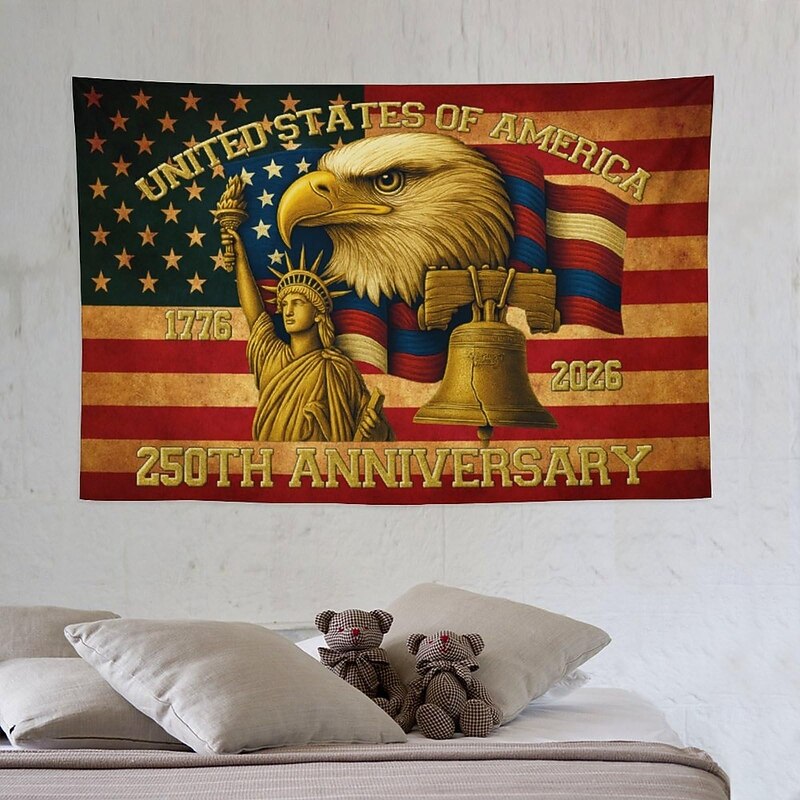 United States 250th Anniversary Wall Tapestry Backdrop, Hanging Decoration for Home, Garden, Indoor or Outdoor Decor