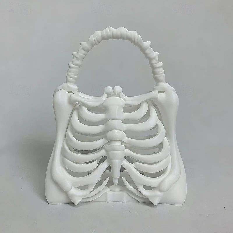 3D Printed Skeleton Bone Bag Gothic Skeleton Purse Spooky Realistic Ribcage Handbag Functional Pocket Halloween Themed Spooky Anatomical Dark Aesthetic Accessory for Women4
