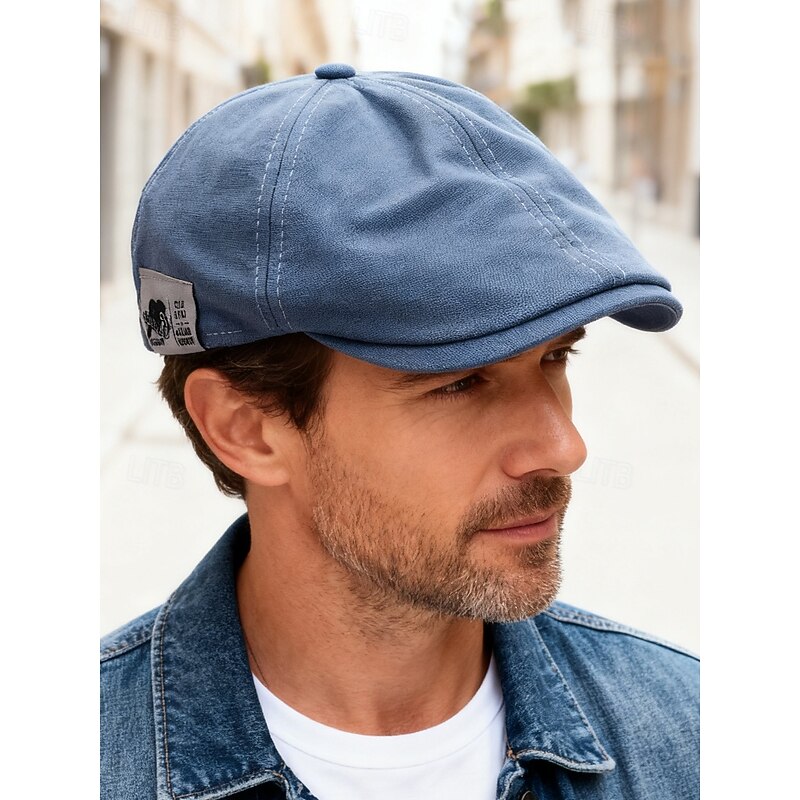 Men's Cotton Flat Cap Vintage Newsboy Hat, Adjustable Gatsby Beret Cap for Christmas Parties, Winter Outfits and Casual Daily Wear2