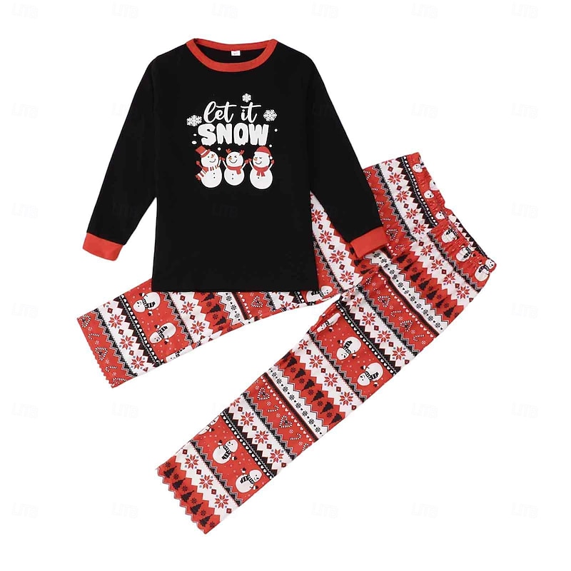 Snowman Family Christmas Pajamas Nightwear Men's Women's Boys' Girls' Family Matching Outfits Sweet Graphic Pattern Adults Kid's Christmas New Year Christmas Eve Home Wear Top Pants4