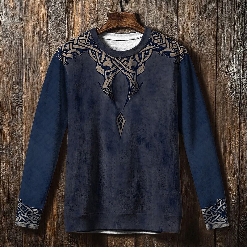 Men's Sweatshirt Blue Brown Green Crew Neck Tree Of Life Yggdrasil Celtic Knot Print Casual Daily Holiday Vintage Viking Fall Winter Clothing Apparel Hoodies Sweatshirts4
