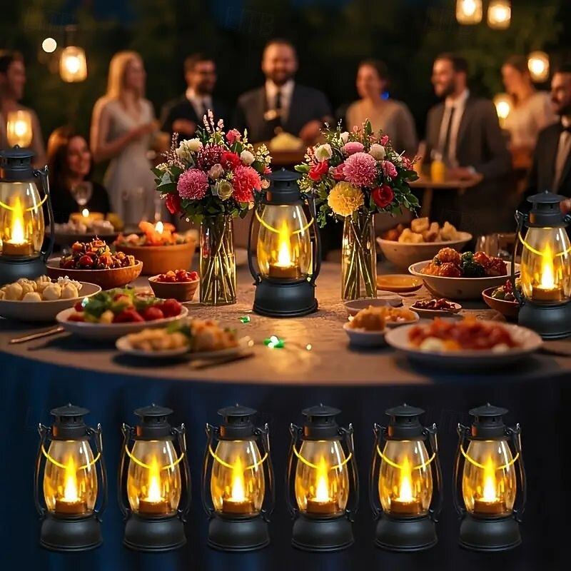 6/12PCS Christmas Retro LED Candle Lights Creative Oil Lamp Halloween Ornaments Holiday Camping Portable Night Light Wedding Birthday Atmosphere Decoration4