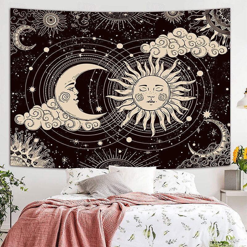 Tapestry Banners Blanket Moon Sun Bohemian 3D Mystic Bedroom Living Room Dorm Teens Room College Dorm Wall Porch Home Decor2