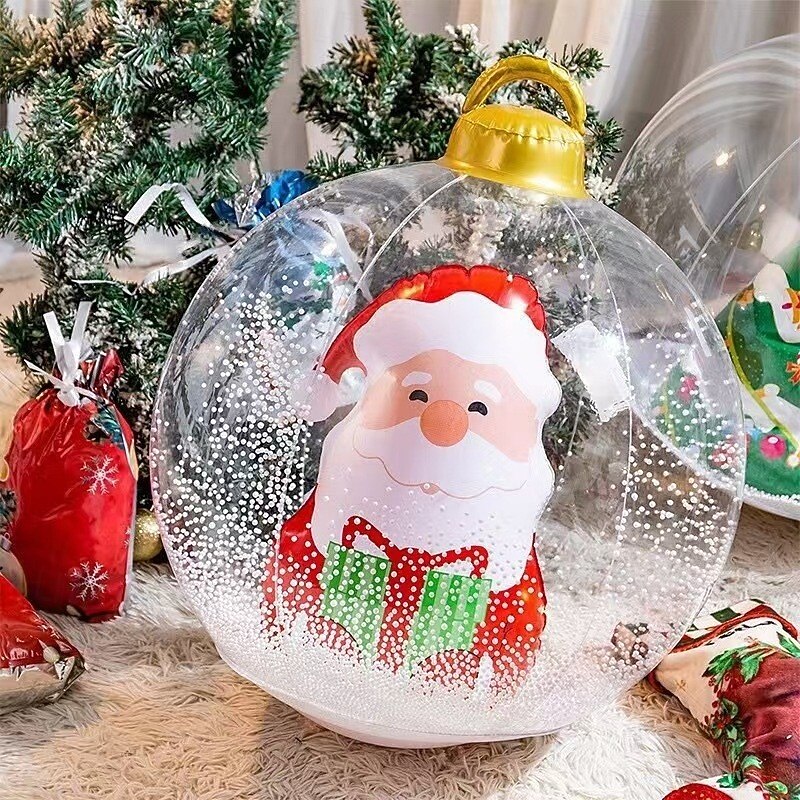 Christmas Outdoor Inflatable Decorated Ball 60cm(23.6Inch) Xmas Huge Large Ornaments for Tree Yard Lawn Garden Porch Blow Up Balls Ornaments