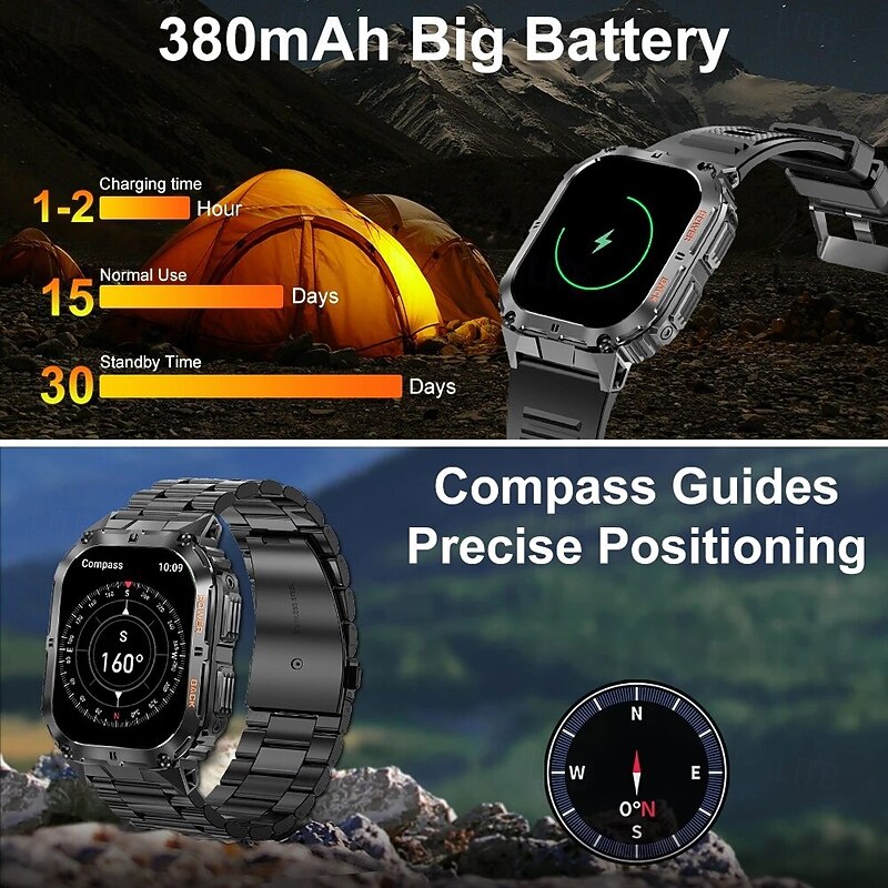 K61 Pro Smart Watch Men Bluetooth Call 1.96inch AMOLED Screen Compass AI Voice Health Monitor Sport Fitness Tracker Smartwatch4