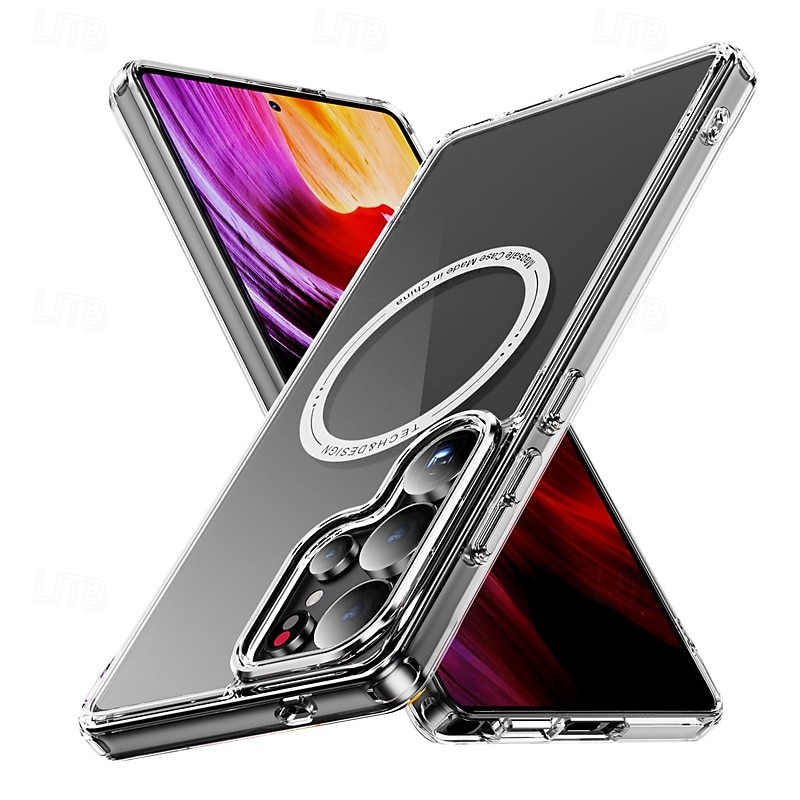 Phone Case For Samsung Galaxy S25 Ultra Plus S24 Ultra Plus S23 Ultra Plus A56 A16 Back Cover Magnetic Adsorption Translucent Magnetic Shockproof TPU PC4