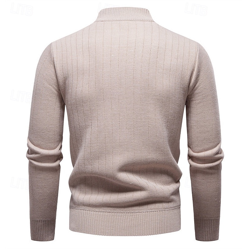 Men's Pullover Sweater Jumper Quarter Zip Sweaters Knit Sweater Ribbed Knit Regular Tops Knitted Plain Half Zip Fashion Casual Vacation Daily Wear Clothing Apparel Winter Black Blue S M L2