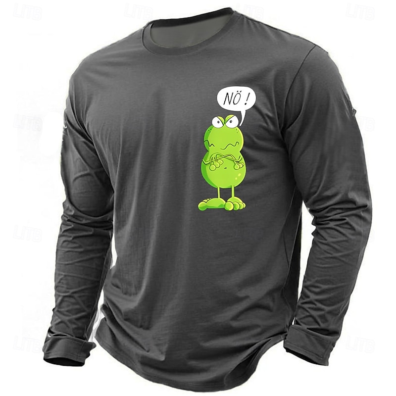 Men's Funny Slang T Shirt Long Sleeve T shirt 3D Print Crew Neck Shirt Fashion Daily Basic Street Casual Daily Black Blue Green All Seasons Clothing Apparel S M L XL XXL XXXL2