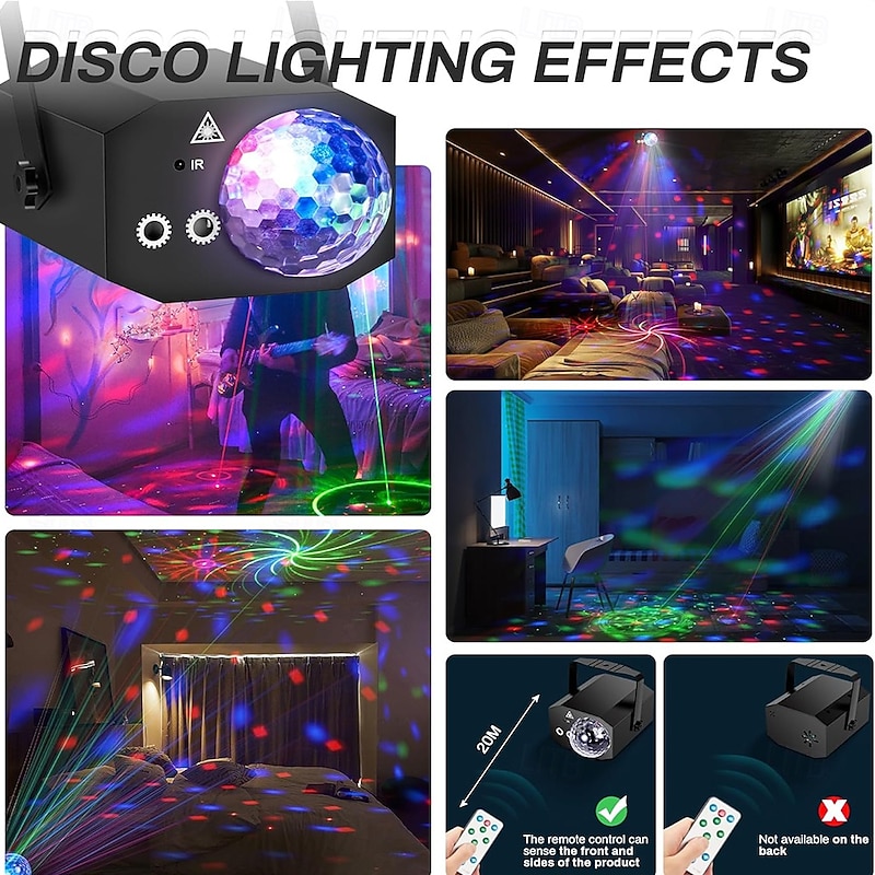 DJ Laser Party Lights Disco Light with RGB Strobe Light Show Music Sound Activated/Remote Control for DJ Parties Stage Karaoke Club Home Birthday3
