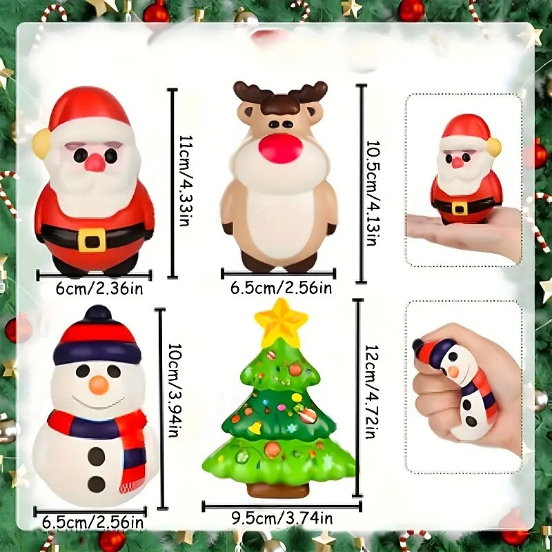4pcs Slow Rebound Christmas Plush Squishy Toys, Stress Relief Squishy Balls for Holiday Fun, Soft Squeeze Toys, Xmas Party Favors, Ready Stock4