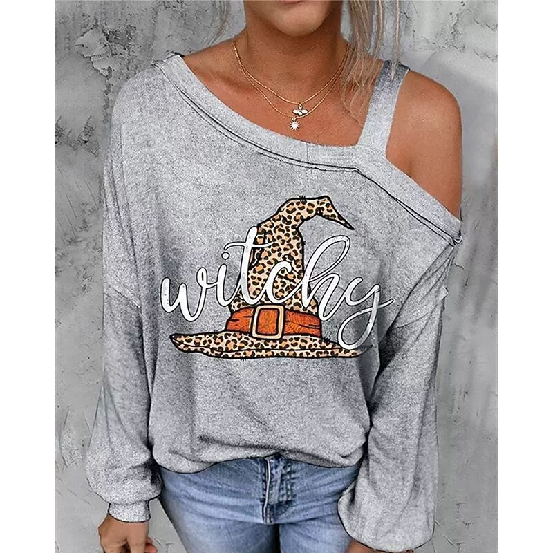 Women's Pullover Sweatshirt Graphic Skull Pumpkin Active Fashion Streetwear Long Sleeve Crew Neck Regular Tops Street Dailywear Casual Print Black White Yellow Pink Red Fall2