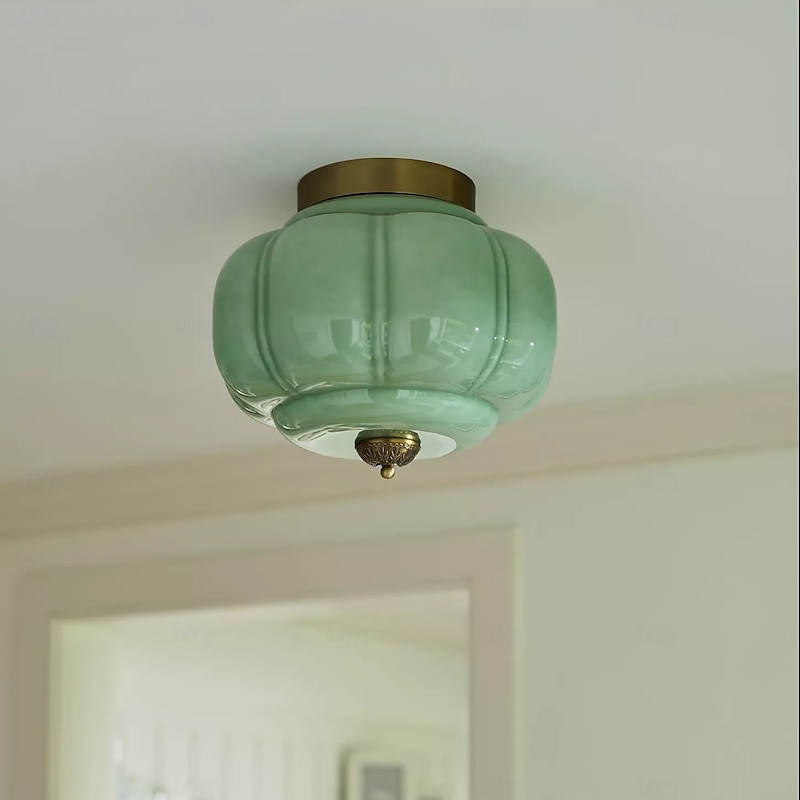 Vintage Milk Glass Semi Flush Mount Eloise Ceiling Light3