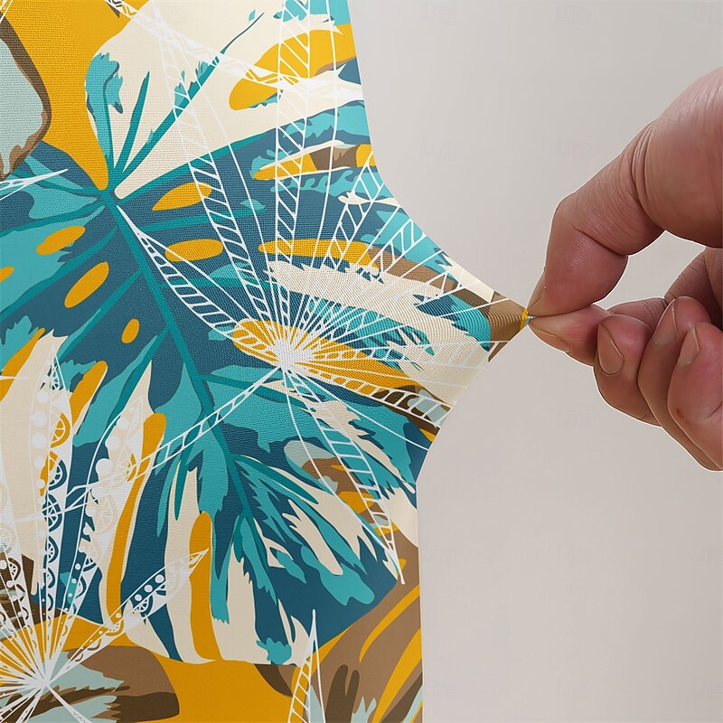 Club Chair Cover, Striped, Plants, or Geometric Printed Polyester Slipcover, Durable Non-Slip Chair Protector for Living Room4