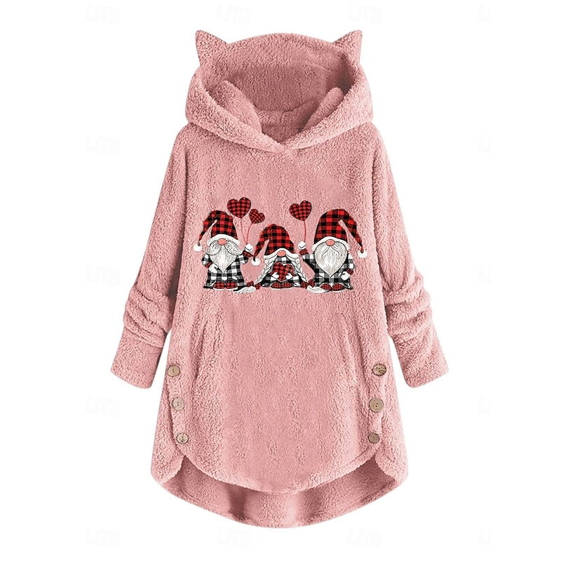 Women's Pullover Hoodie Sweatshirt Santa Claus Casual Long Sleeve Hooded Crop Tops Street Dailywear Casual Pocket Print Pink Wine Gray Fall Winter4