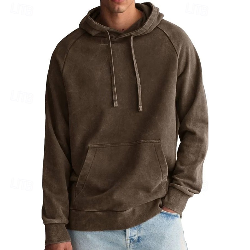 Men's Hoodie Pullover Hoodie Sweatshirt Black Light Green Burgundy Navy Blue Dark Green Hooded Plain Pocket Sports & Outdoor Casual Daily Streetwear Cool Sportswear Spring &  Fall Clothing Apparel
