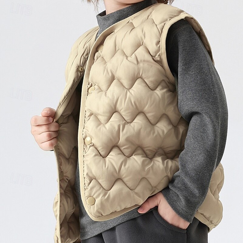 Kids Unisex Vest Coat Outerwear Solid Color Sleeveless Buttons Keep Warm Soft Breathable Coat Outdoor Fashion Daily Black Pink Blue Fall Winter 4 years+4