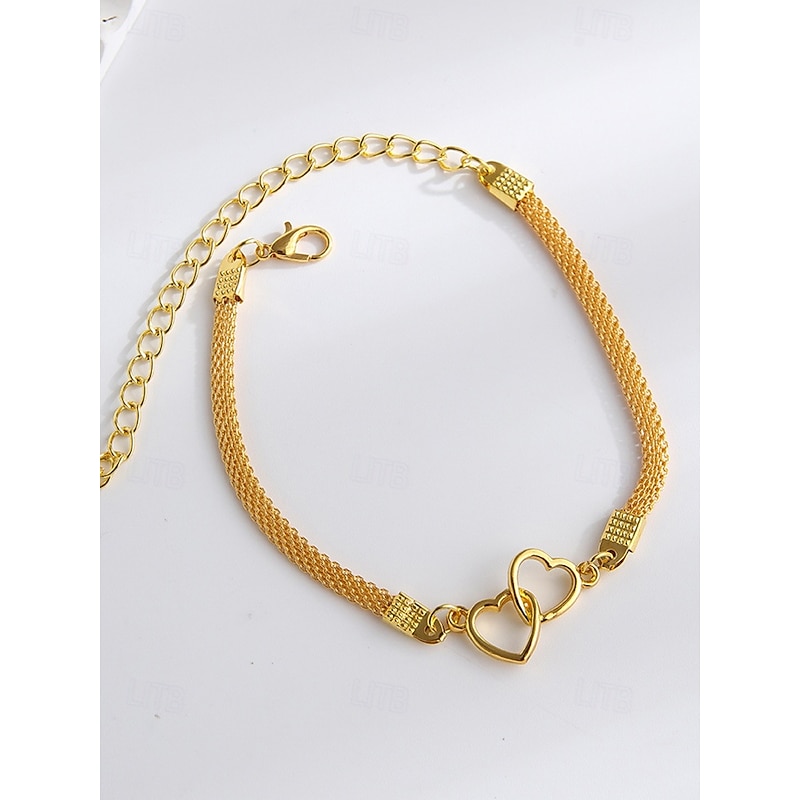 Women's Alloy Heart Shape Anklet, Gold Silver Chain Anklet, Suitable for Beach, Party, Vacation and Daily Wear4