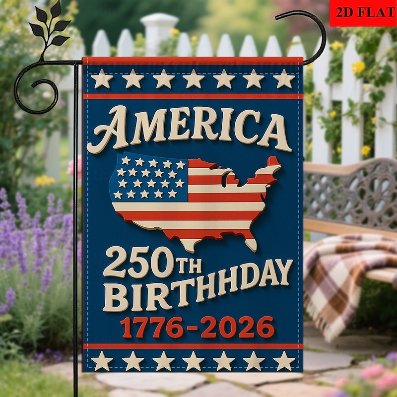 1776-2026 USA 250th Anniversary Garden Flag, Patriotic American Yard Banner for Independence Day, Outdoor House, Lawn, or Birthday Decoration