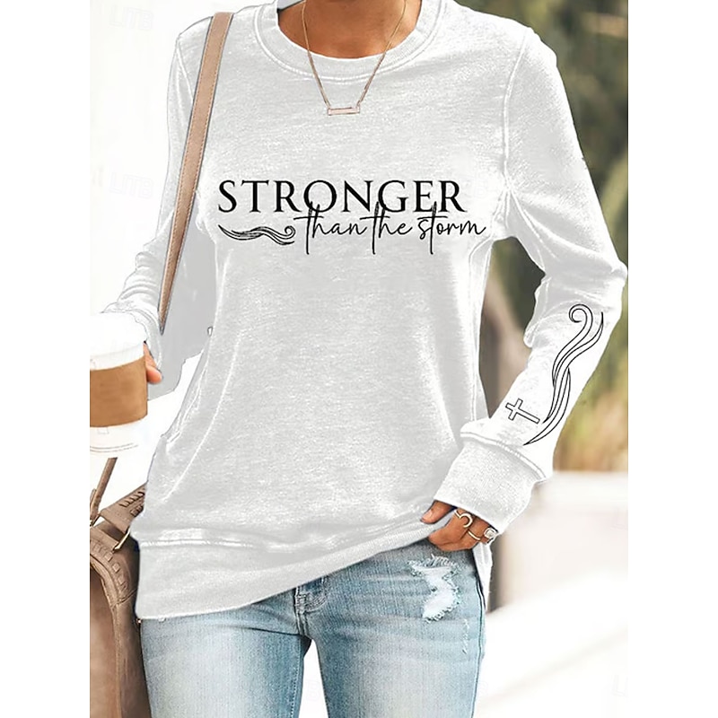 Women's Pullover Sweatshirt Graphic Letter Casual Long Sleeve Crew Neck Regular Tops Street Casual Holiday Print Black White Blue Green Spring Fall Winter3